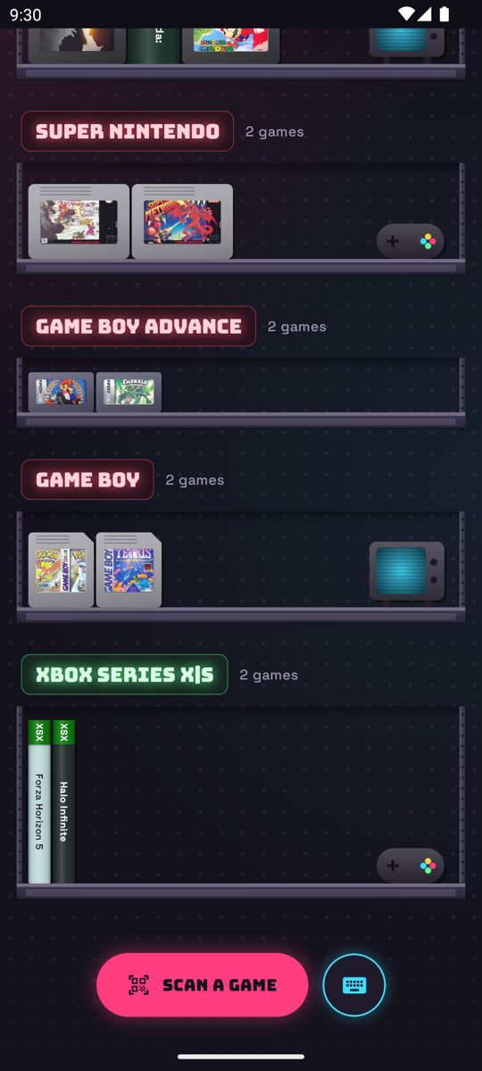 Loose SNES, Game Boy and GBA cartridges standing face out