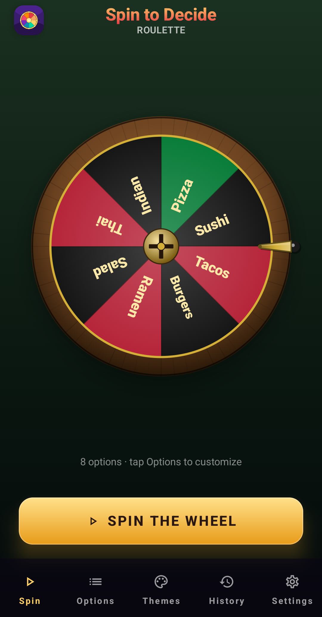 Roulette wheel theme