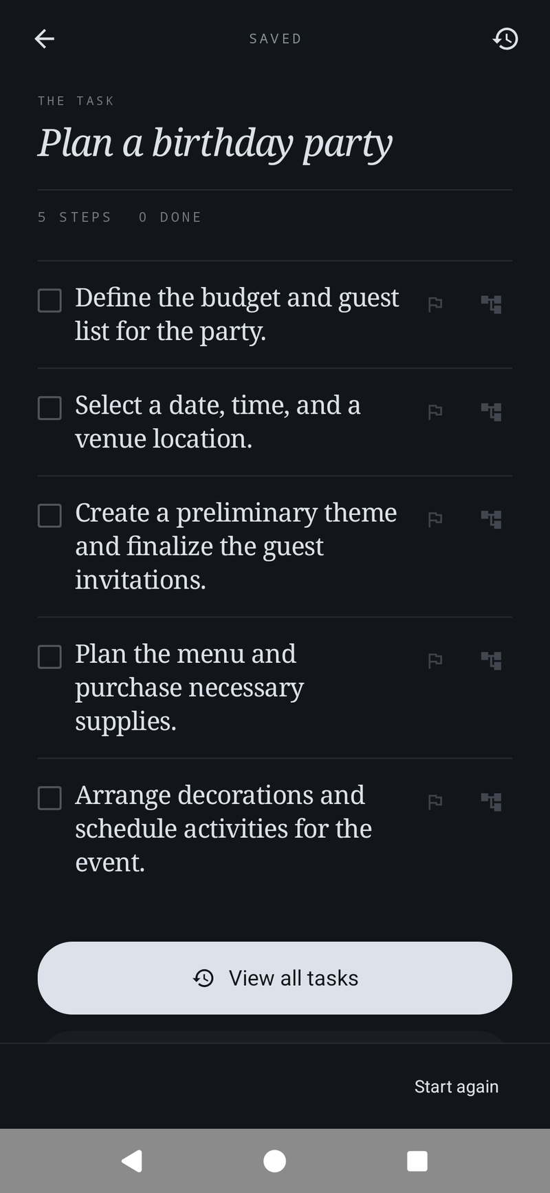 A task broken into clear steps