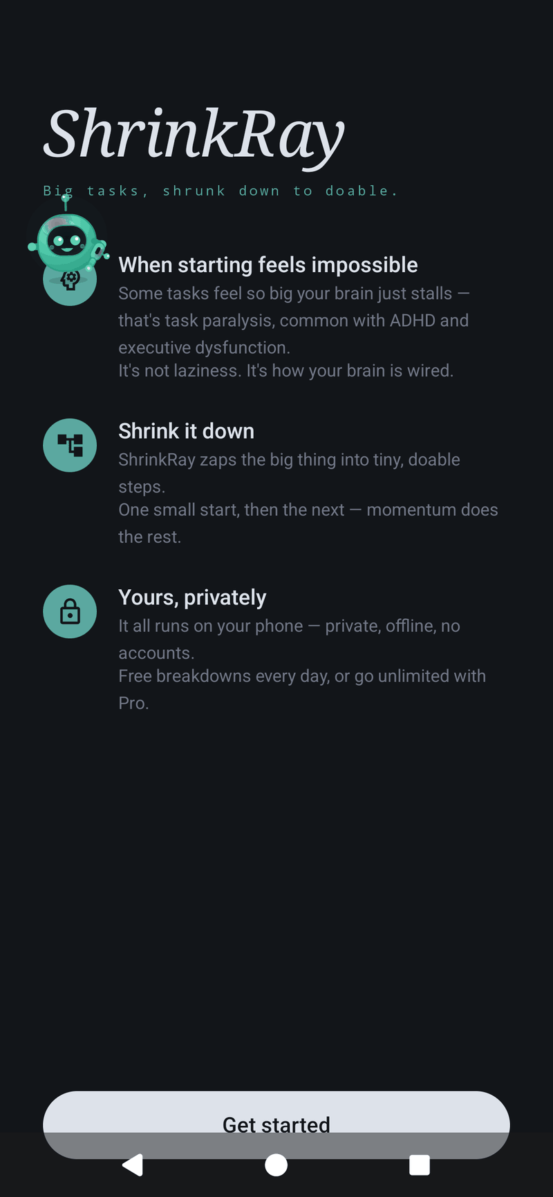 ShrinkRay welcome screen