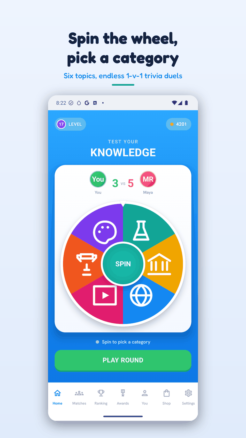Spinning the category wheel in a match